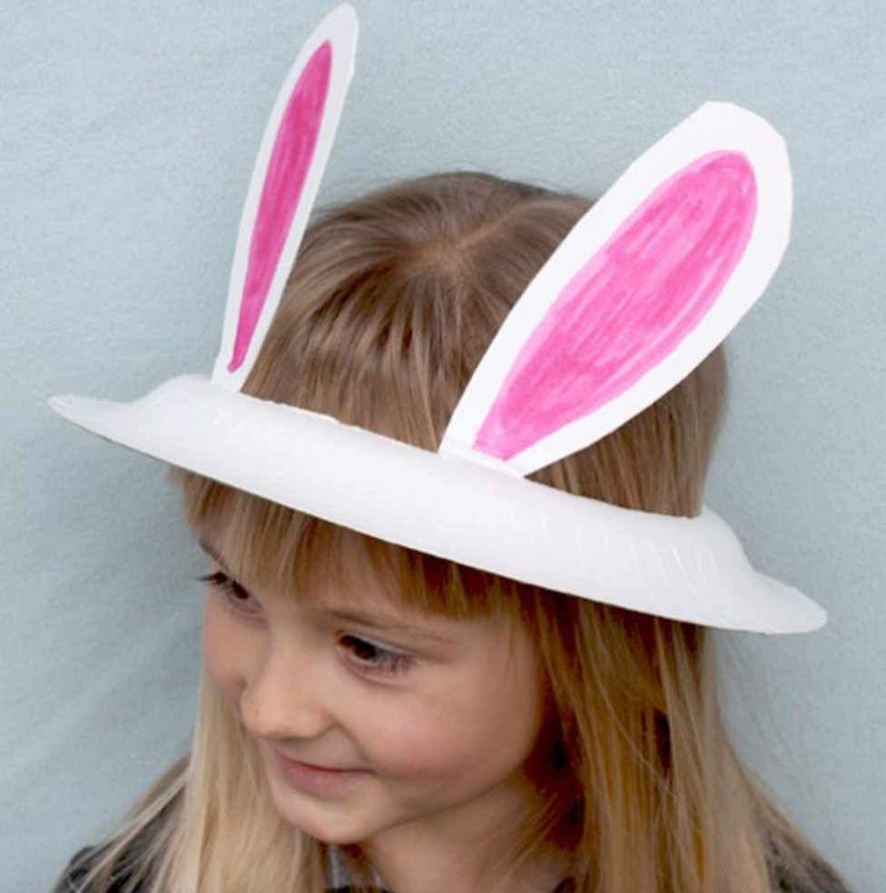Easter Bunny Hat Paper Plate craft Whimsy Teaching