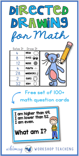 Directed Drawing for MATH is a great way to integrate math and art! This free pack includes over 100 math task cards with answers on the back. (free download)