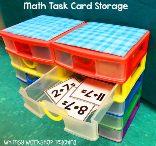 Easy math task card storage