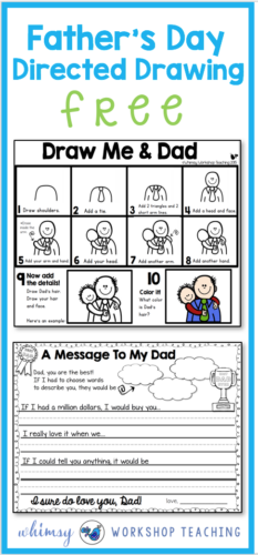 Download these free ideas for Father's Day! A directed drawing template with writing templates, and a set of free clip art for father's day to make your own projects!