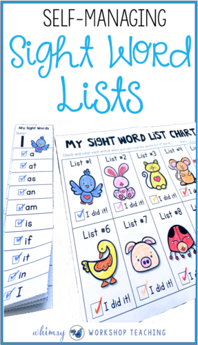 Let students self-manage their own sight word lists independently with these cute animal themed sight word lists. The same can be done for word families, short vowels words, vowel pairs, blends and more!