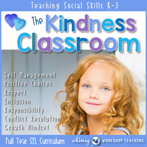 Create a peaceful and productive classroom by teaching essential social skills to students in Kindergarten or Grade 1, including self management, conflict resolution, growth mindset and friendship lessons. #SEL #social skills #character education