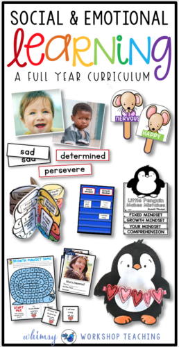 Social Emotional Learning lessons for the entire year, covering topics like emotions, growth mindset, conflict resolution, kindness and friendships, personal responsibility and gratitude!