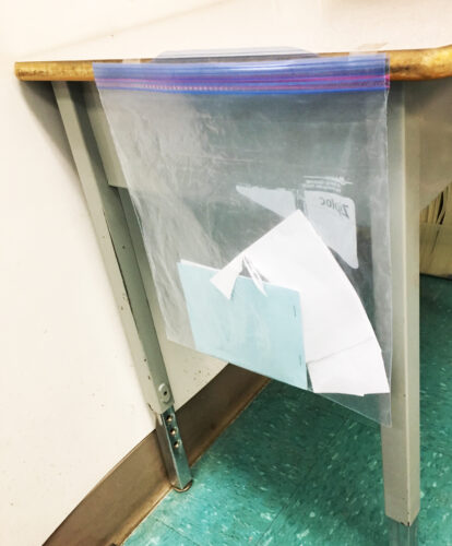 ziplock bag desk