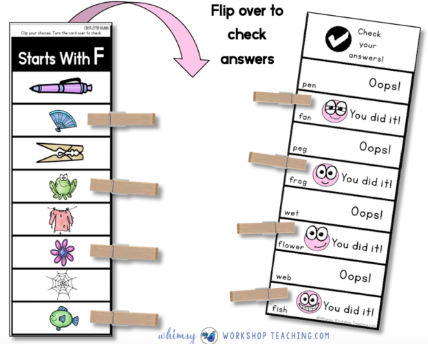 Flip and Check Self checking centers by Whimsy Workshop Teaching