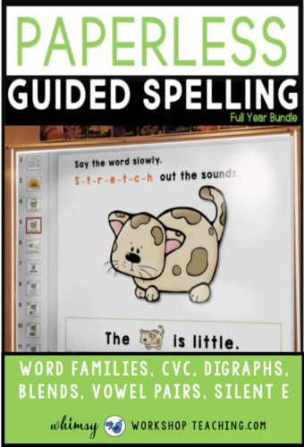 Guided Spelling is easy with paperless slides that walk students through emergent writing