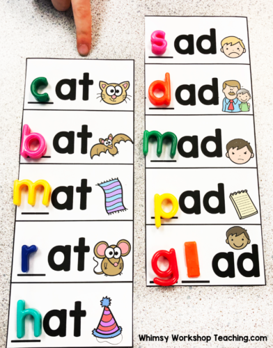 spelling cvc words with letter tiles