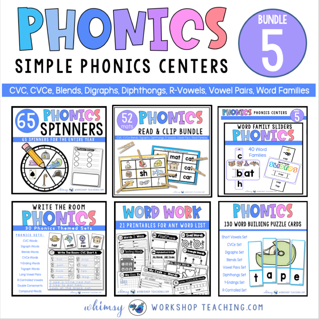 Phonics bundles for six different simple phonics centers