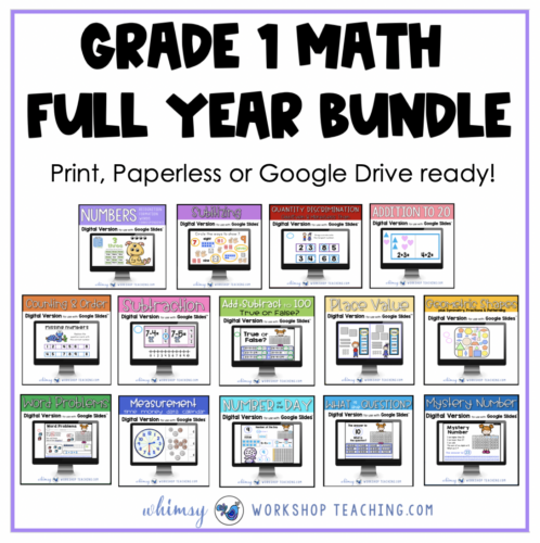 grade one math bundle for print or digital google drive