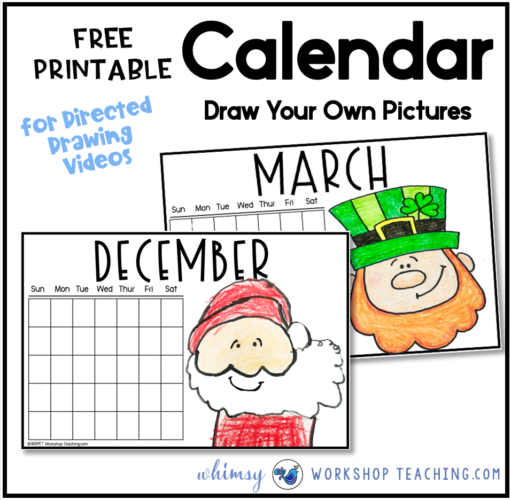 free printable blank calendars for directed drawing videos