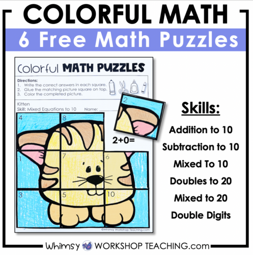 free colorful math kitten