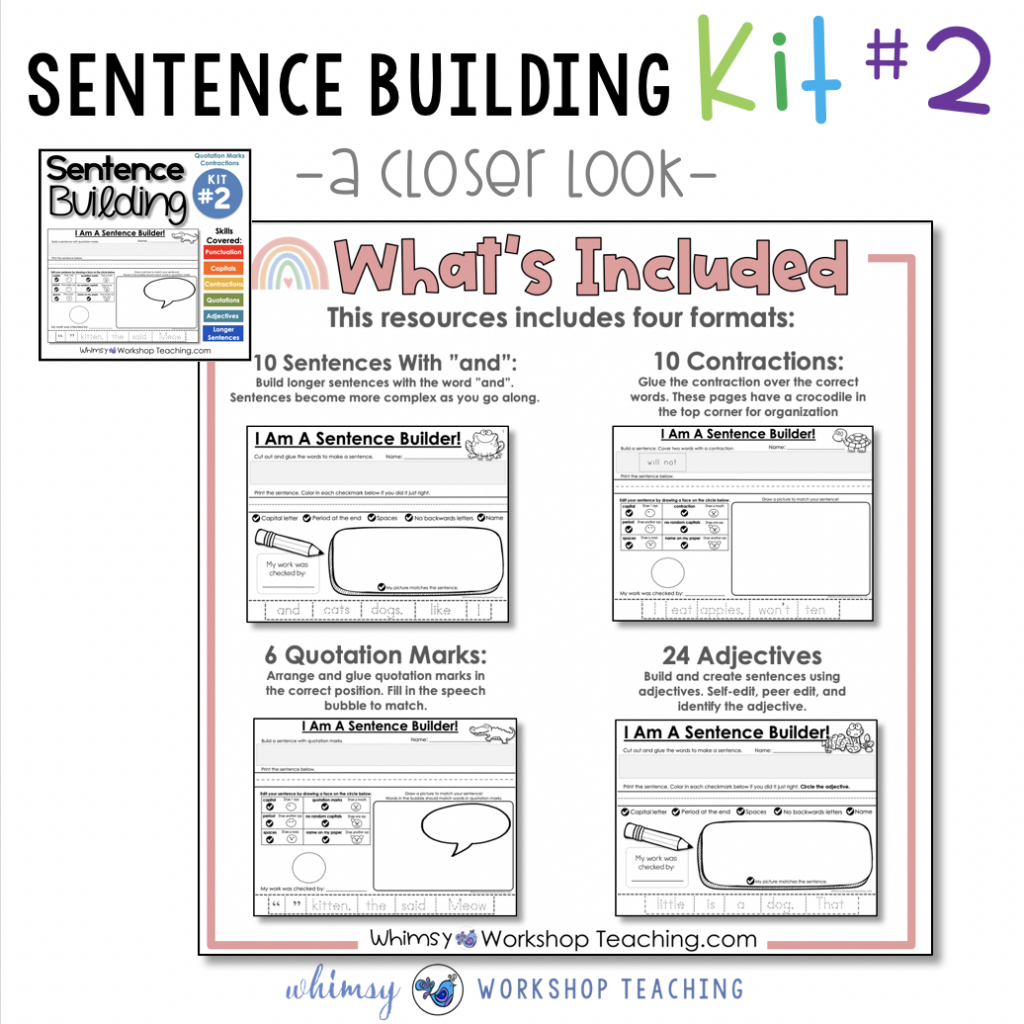 sentence building kit 2 for contractions and quotation marks