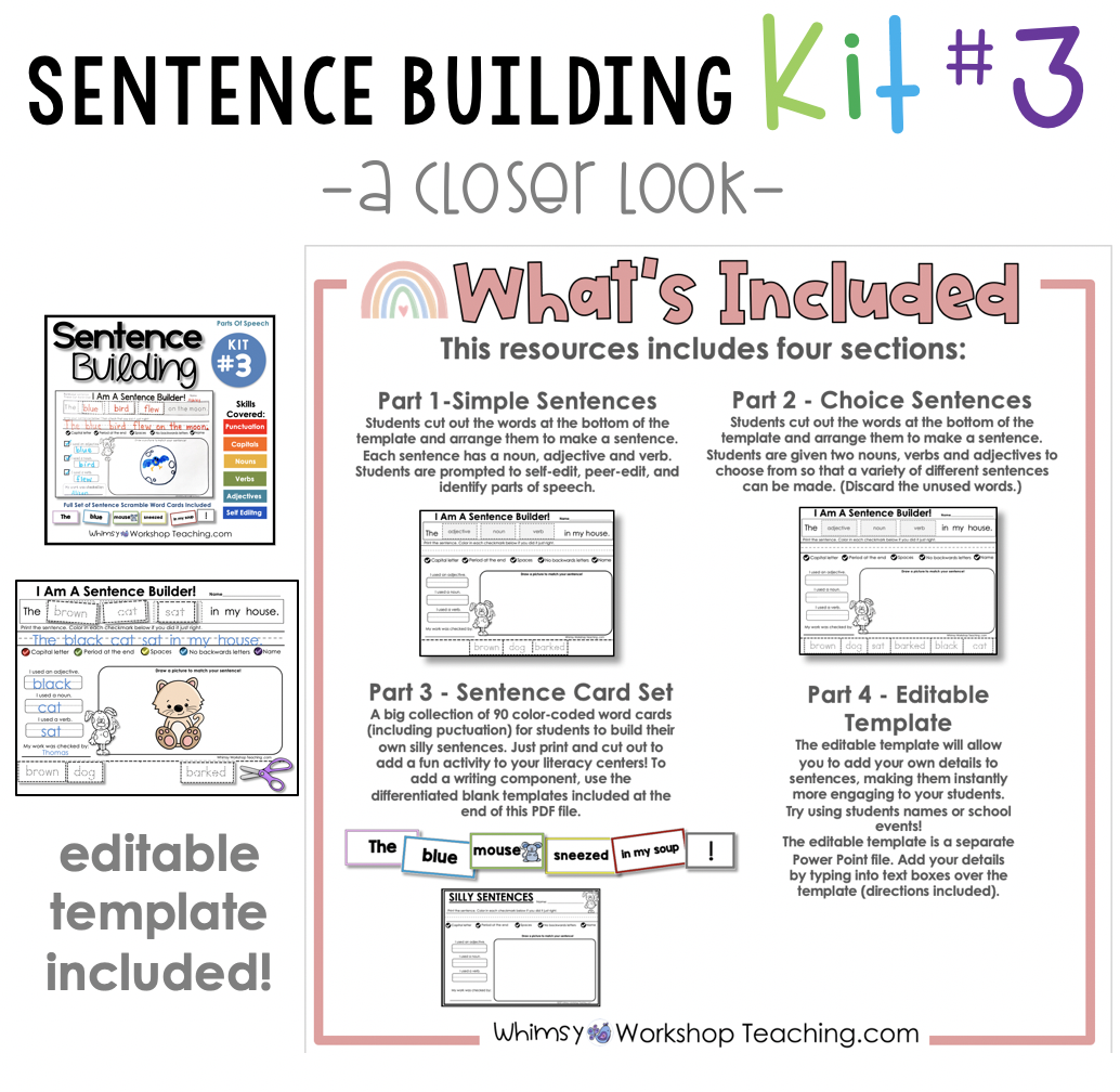 sentence building kit 3 with editable templates