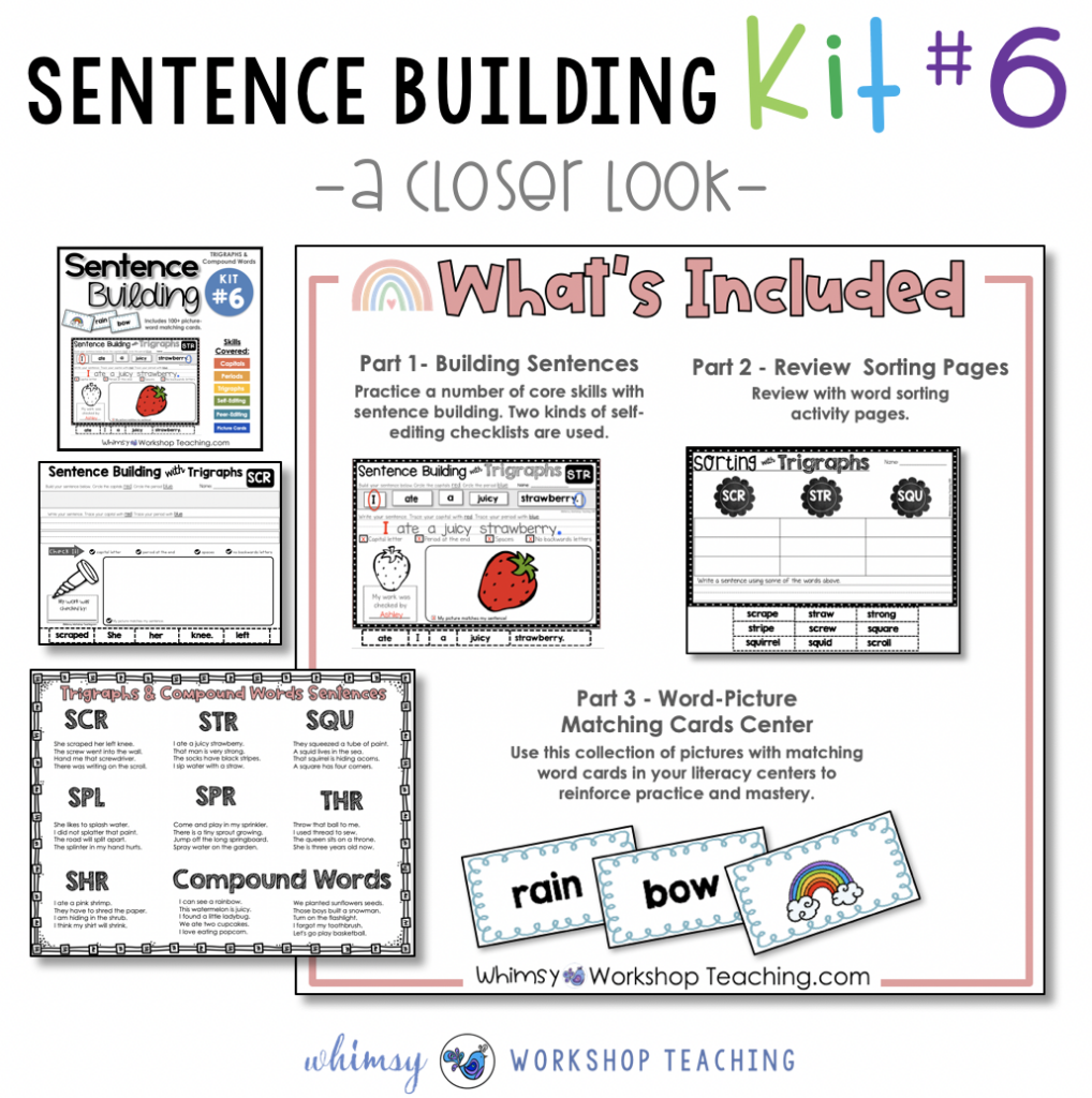 sentence building kit 6 for compound words and trigraphs