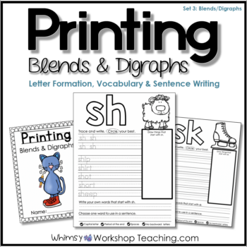literacy-writing-printing-workbook-worksheets-first-grade-set-3-blends-digraphs