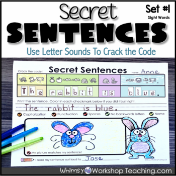 literacy-writing-secret-sentences-worksheets-centers-kids-easy-fun-activities-first-grade-set-1-sight-words