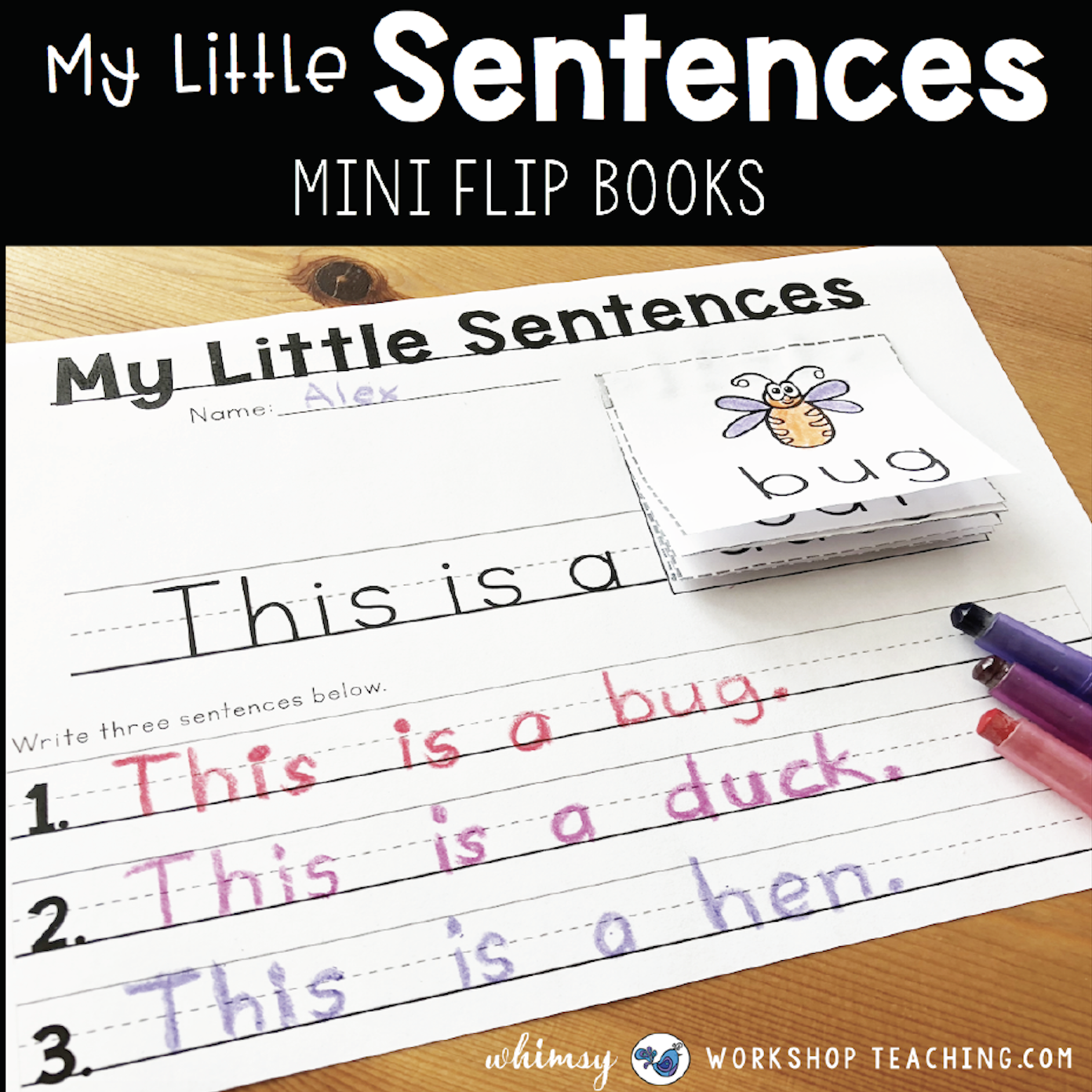 literacy-writing-sentence-building-worksheets-centers-flip-books-kids -easy-fun-activities-first-grade-kit-1 - Whimsy Workshop Teaching