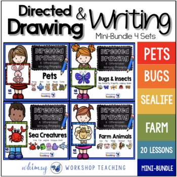 literacy-directed-drawing-writing-bundle-kids-easy-activities-first-grade-pets-bugs-insects-sea-creatures-farm-animals