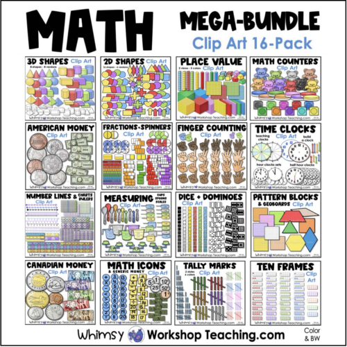 clip-art-black-white-color-images-math-bundle-geometry-place-value-money-counters-counting-clocks-measurement-dice-dominoes-pattern-blocks-ten-frames-tally