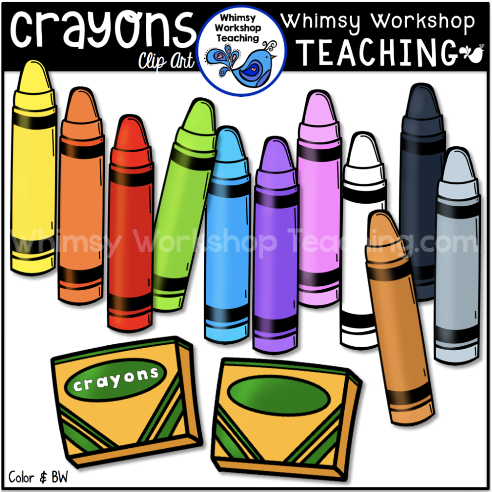 crayon black and white clipart