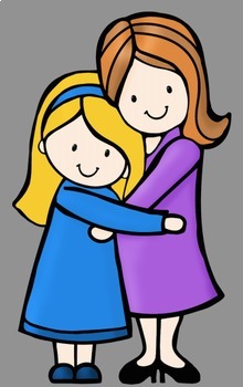 Mother and daughter clipart